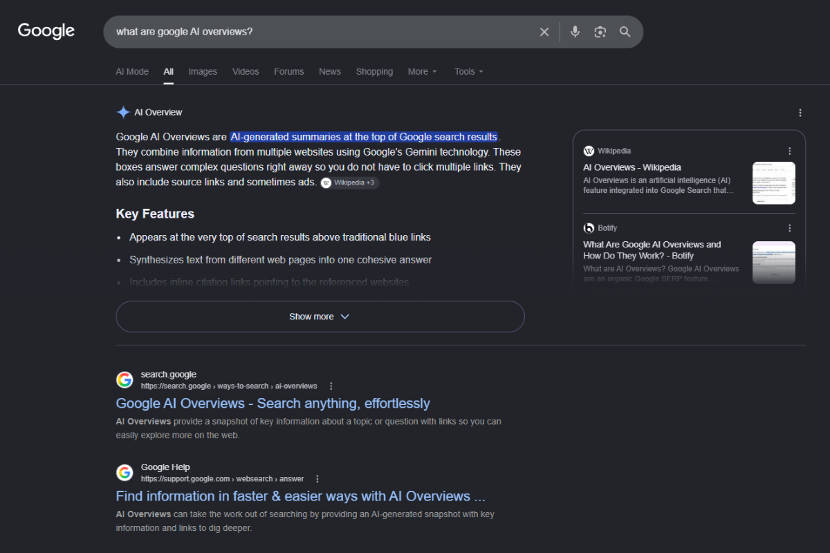 what we Google AI Overviews