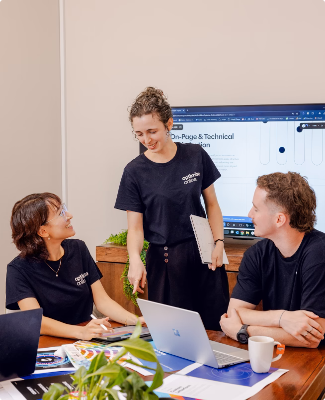 Optimise Online team collaborating on design and technical optimisation